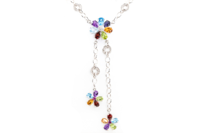 Mixed Gemstone and Diamond Necklace