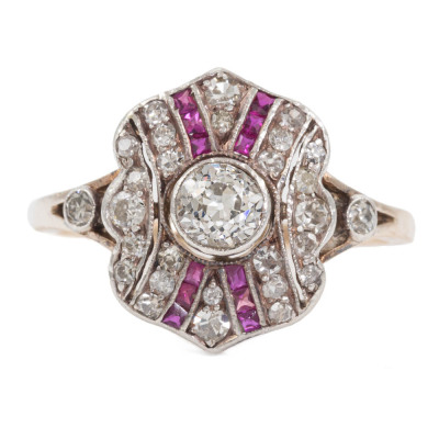 Art Deco Ruby and Diamond Ring