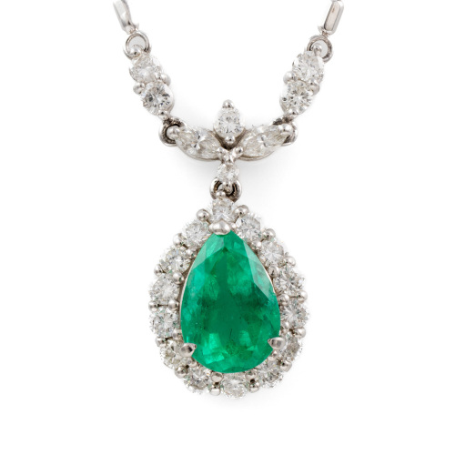 2.17ct Emerald & 1.16ct Diamond Pendant