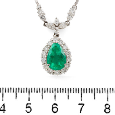 2.17ct Emerald & 1.16ct Diamond Pendant - 2