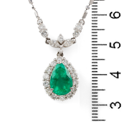 2.17ct Emerald & 1.16ct Diamond Pendant - 3