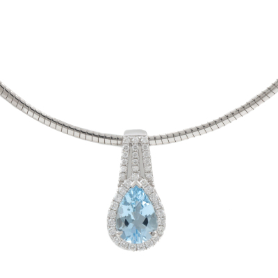 1.55ct Aquamarine and Diamond Pendant - 2