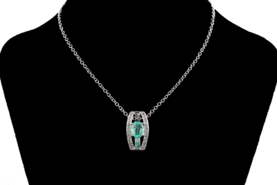 Paraiba Tourmaline and Diamond pendant - 5