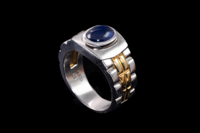 2.13ct Blue Sapphire Mens Ring 24.5g - 5