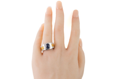 2.13ct Blue Sapphire Mens Ring 24.5g - 6