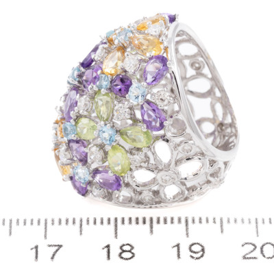 Mixed Gemstone & Diamond Ring 14.1g - 4