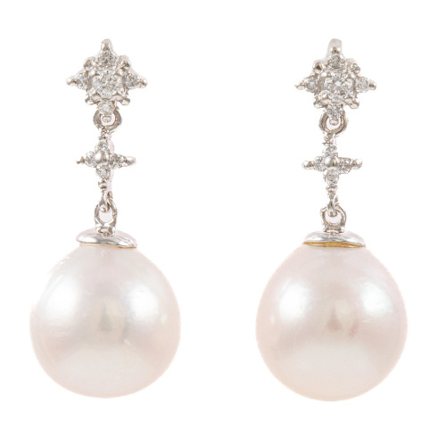 10.mm South Sea Pearl & Diamond Earrings