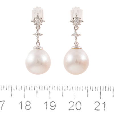 10.mm South Sea Pearl & Diamond Earrings - 2