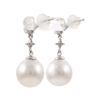 10.mm South Sea Pearl & Diamond Earrings - 4