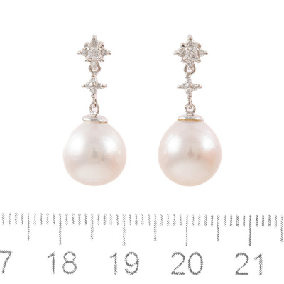 10.mm South Sea Pearl & Diamond Earrings - 5