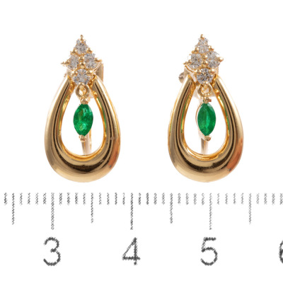 0.20ct Emerald and Diamond Earrings - 2