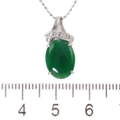 2.18ct Jade and Diamond Necklace - 2