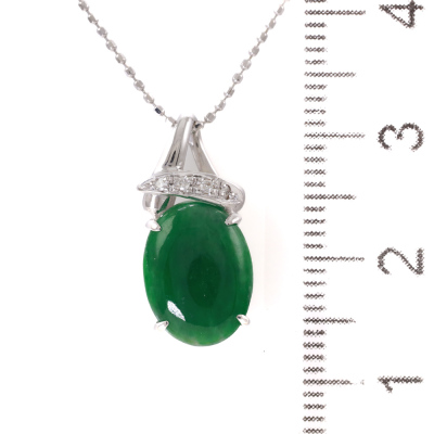 2.18ct Jade and Diamond Necklace - 3