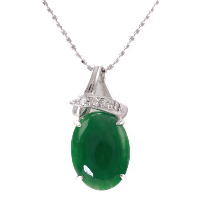 2.18ct Jade and Diamond Necklace - 6