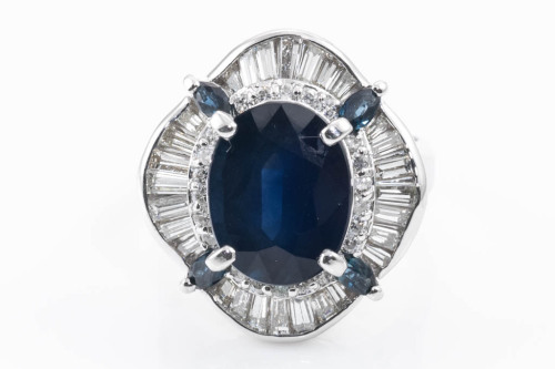 6.17ct Sapphire & 1.42ct Diamond Ring