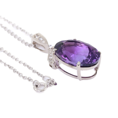 11.61ct Amethyst and Diamond Pendant - 5