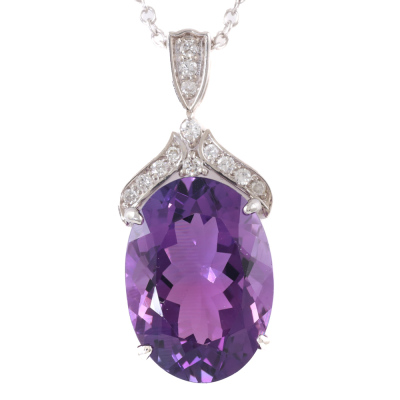 11.61ct Amethyst and Diamond Pendant - 6