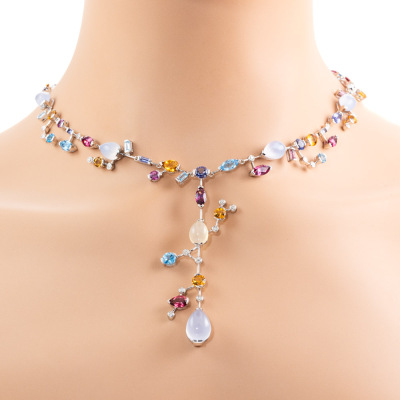 Mixed Gemstone and Diamond Necklace