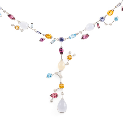 Mixed Gemstone and Diamond Necklace - 2