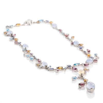 Mixed Gemstone and Diamond Necklace - 7