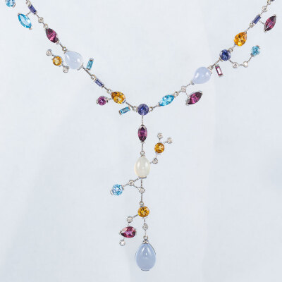 Mixed Gemstone and Diamond Necklace - 8