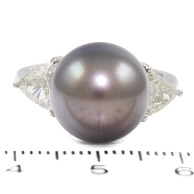 12.3mm Tahitian Pearl and Diamond Ring - 2