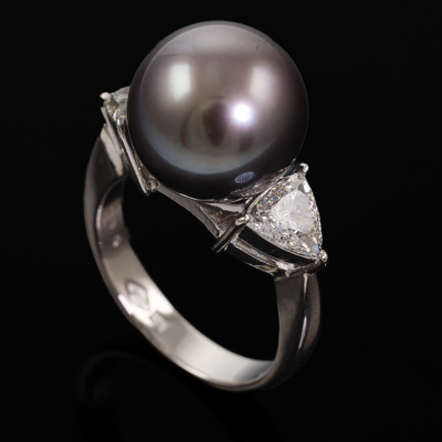 12.3mm Tahitian Pearl and Diamond Ring - 5