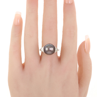 12.3mm Tahitian Pearl and Diamond Ring - 6