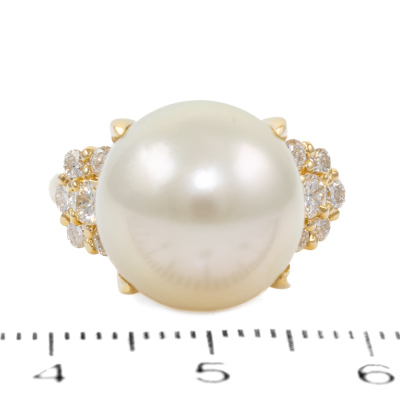 13.4mm South Sea Pearl & Diamond Ring - 2