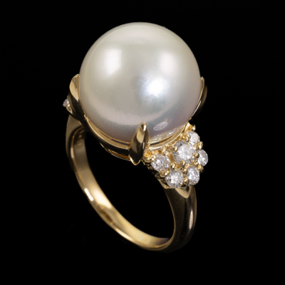 13.4mm South Sea Pearl & Diamond Ring - 5