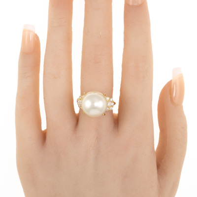 13.4mm South Sea Pearl & Diamond Ring - 6