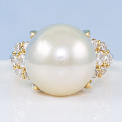 13.4mm South Sea Pearl & Diamond Ring - 7