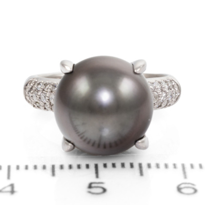 11.7mm Tahitian Pearl and Diamond Ring - 2