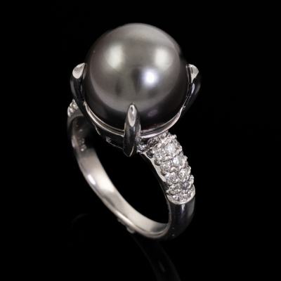 11.7mm Tahitian Pearl and Diamond Ring - 5