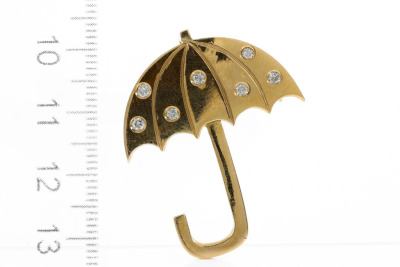 0.22ct Diamond Umbrella Brooch 13.7g - 3