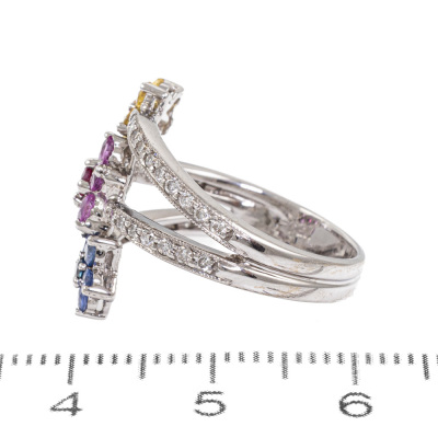 Multi-Colour Sapphire & Diamond Ring - 3