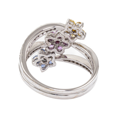 Multi-Colour Sapphire & Diamond Ring - 4