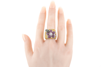 Mixed Gemstone and Diamond Ring - 7