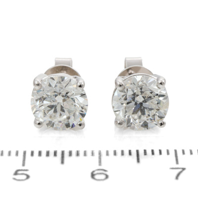 4.04ct Diamond Studs GSL G H - 2