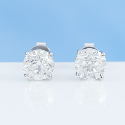 4.04ct Diamond Studs GSL G H - 7