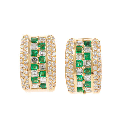 1.22ct Emerald and Diamond Earrings