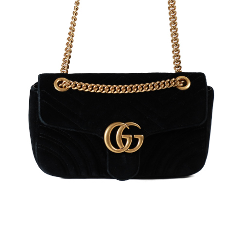 Gucci Small Velvet GG Marmont Chain Bag