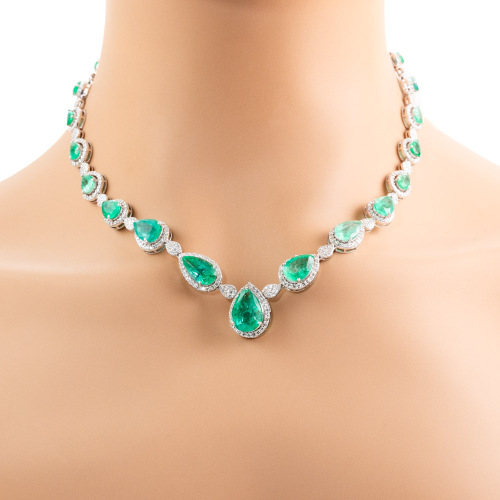 24.88ct Emerald and Diamond Necklace