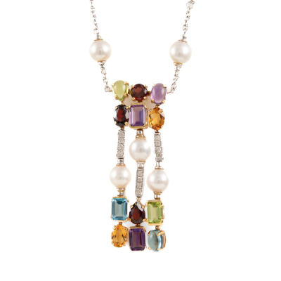 Pearl, Gemstones & Diamond Necklace