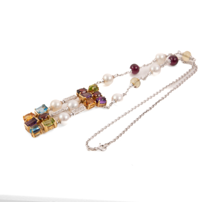 Pearl, Gemstones & Diamond Necklace - 3