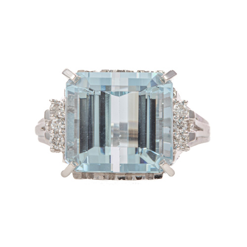 6.59ct Aquamarine and Diamond Ring