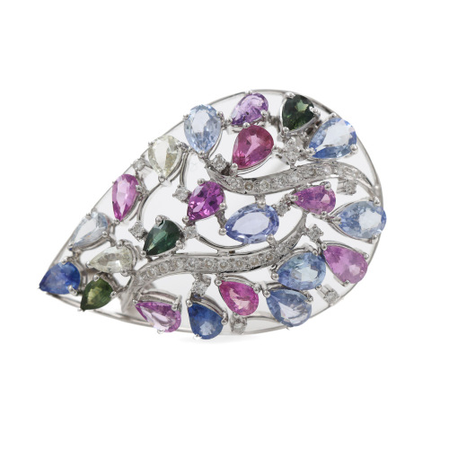 9.60ct Sapphire and Diamond brooch