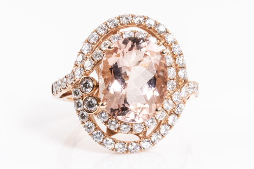 5.25ct Morganite and 1.32ct Diamond Ring