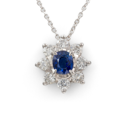 0.55ct Blue Sapphire & Diamond Pendant