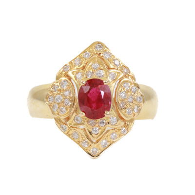 0.81ct Ruby and Diamond Ring